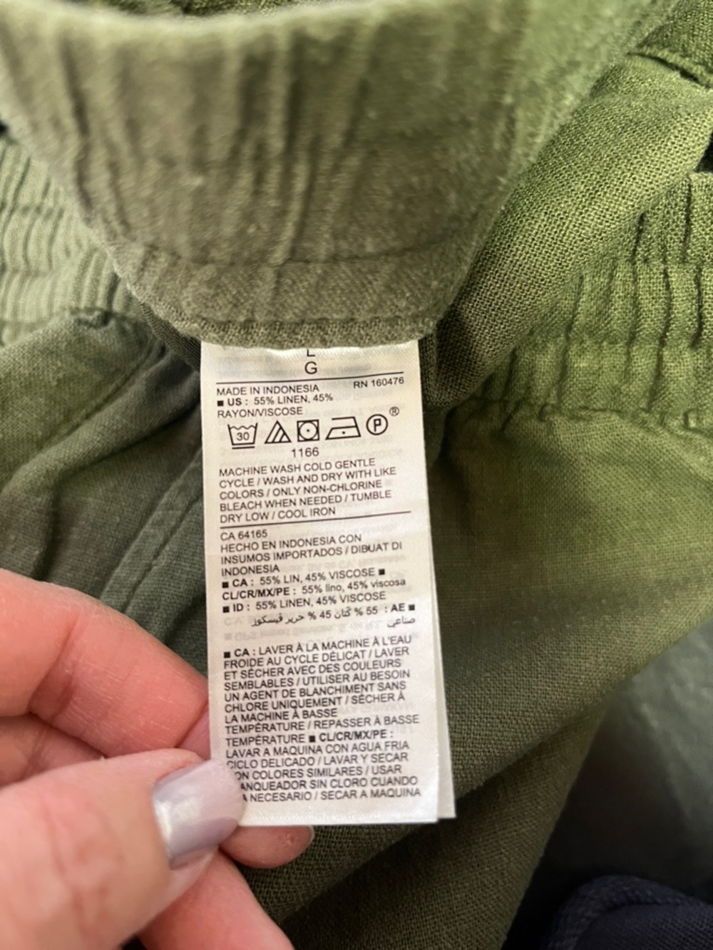 Old Navy women’s Hunter pines green linen blend drawstring shorts large - Picture 4 of 5